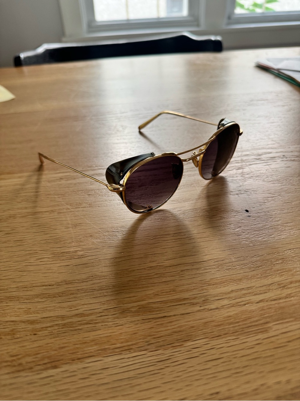 KREWE Gold Frame Sunglasses with Dark Brown Gradient Lenses